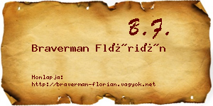 Braverman Flórián névjegykártya